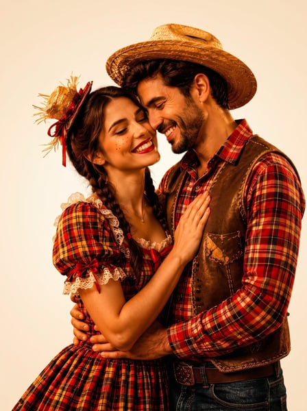 CASAL DE NAMORADOS CAIPIRAS FESTA JUNINA E SÃO JOÃO 01