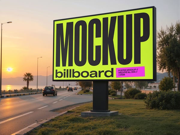 OUTDOOR MOCKUP EM ESTRADA COSTEIRA VISTA FRONTAL