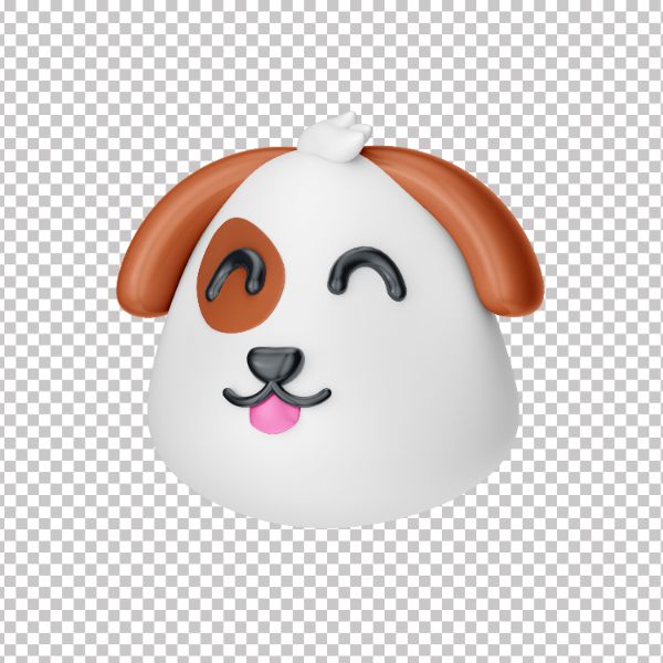 ASSET 3D - EMOJI CACHORRO EM 3D COM FUNDO TRANSPARENTE