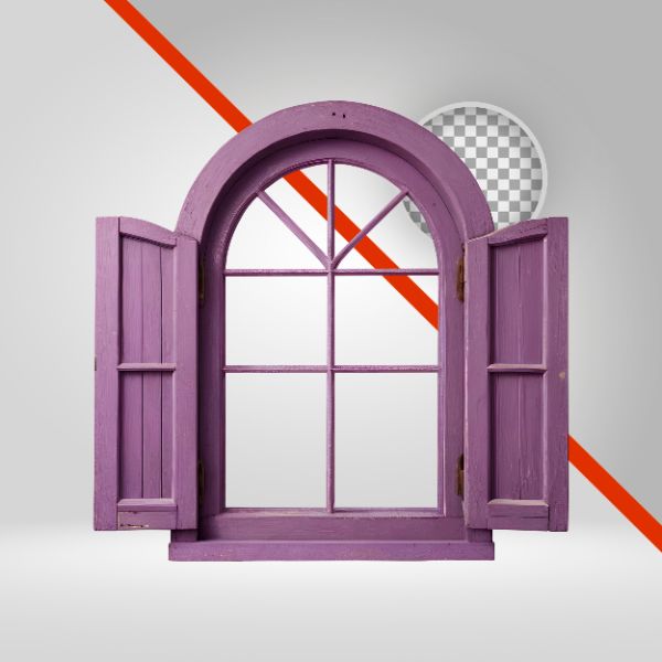 JANELA DE MADEIRA 3D , ROXO PARA SÃO JOÃO, FESTA JUNINA, SERTANEJO, ARCO, FUNDO TRANSPARENTE, ELEMENTO PNG 3D, SHOW