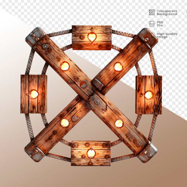 CÍRCULO DE MADEIRA COM LUZ - ELEMENTO 3D PARA COMPOSIÇÃO - WOOD