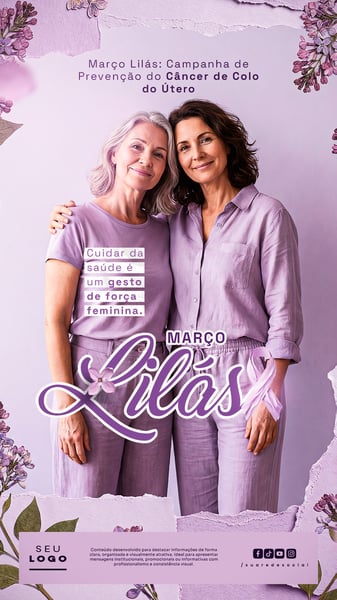 MÊS LILÁS CAMPANHA DE CONSCIENTIZAÇÃO E COMBATE AO CÂNCER DE COLO DE ÚTERO STORY SOCIAL MEDIA PSD EDITÁVEL 5