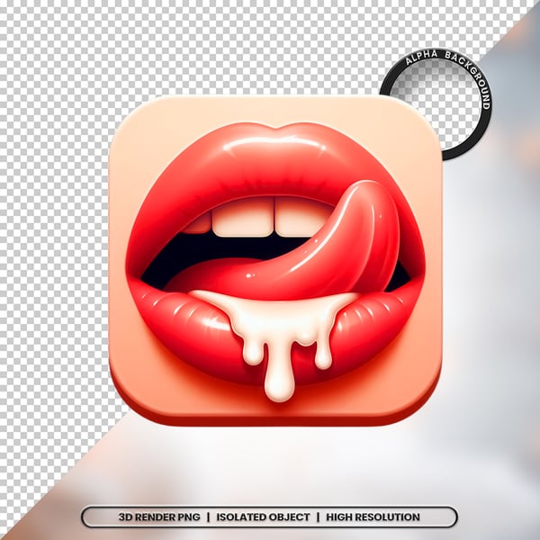 3D RENDER BOCA LÍNGUA LEITE ELEMENTO ÍCONE PSD PNG 11