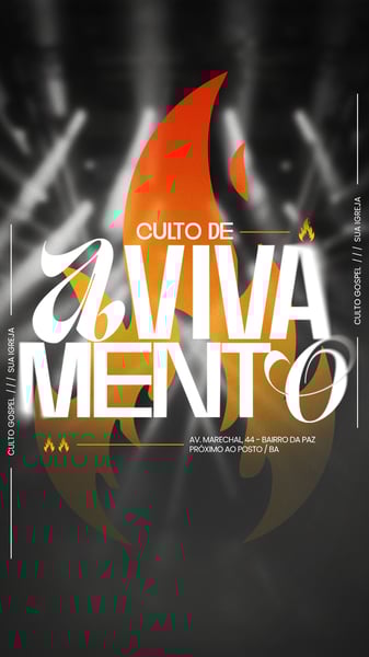 FLYER GOSPEL CULTO DOMINGO DE LOUVOR E ADORAÇÃO IGREJA SOCIAL MEDIA PSD EDITÁVEL