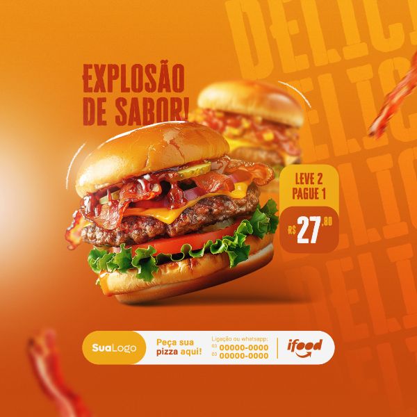 HAMBURGUERIA E PIZZARIA SOCIAL MEDIA POST FEED