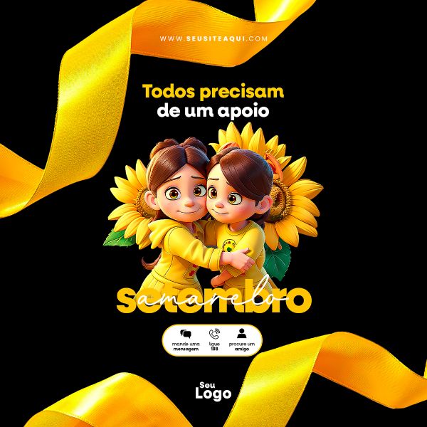FEED QUADRADO - SETEMBRO AMARELO | SOCIAL MEDIA - PSD EDITÁVEL
