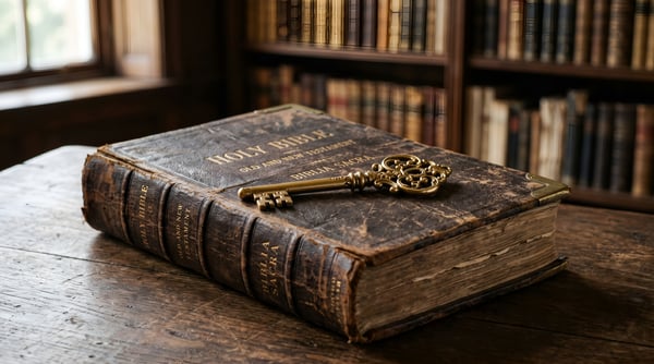 BÍBLIA ANTIGA CHAVE OURO CONHECIMENTO FECHADO SEGREDO ESPIRITUALIDADE RELIGIÃO FÉ CRISTÃ 01 2