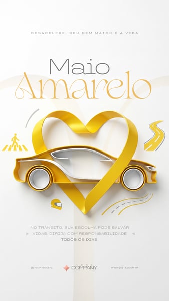 Maio Amarelo CAMPANHA DE CONSCIENTIZAÇÃO TRÂNSITO SOCIAL MEDIA PSD EDITÁVEL 5 story