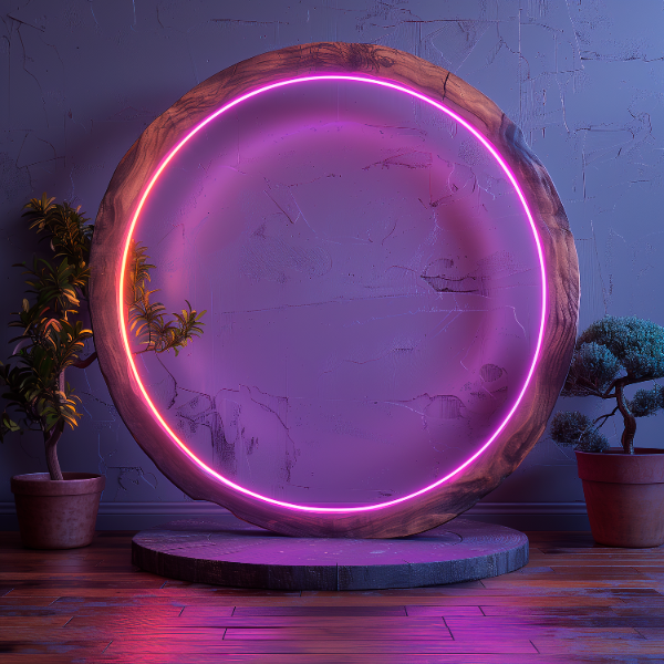 ELEMENTO DE MADEIRA COM LUZES EM 3D | IMAGEM