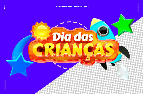SELO 3D DIA DAS CRIANÇAS PARA COMPOSIÇÃO