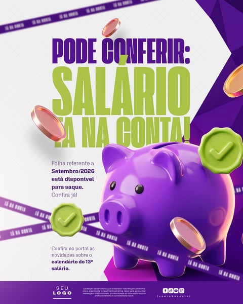 TÁ NA CONTA AVISO PAGAMENTO SALÁRIO SERVIDOR SOCIAL MEDIA PSD EDITÁVEL 2
