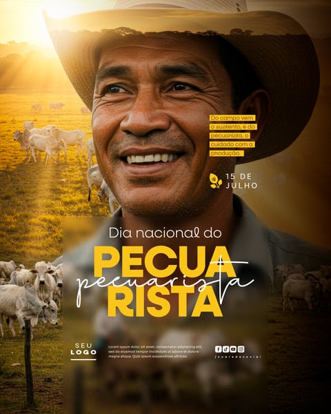 DIA NACIONAL DO PECUARISTA 15 DE JULHO SOCIAL MEDIA PSD EDITÁVEL FEED