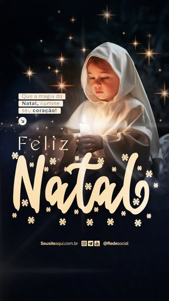 FELIZ NATAL 25 DE DEZEMBRO BOAS FESTAS SOCIAL MEDIA PSD EDITÁVEL