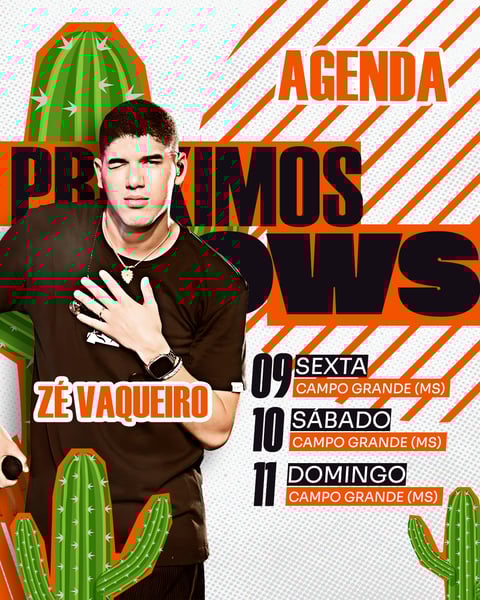 FLYER AGENDA PRÓXIMOS SHOWS ZÉ VAQUEIRO PSD FEED 47