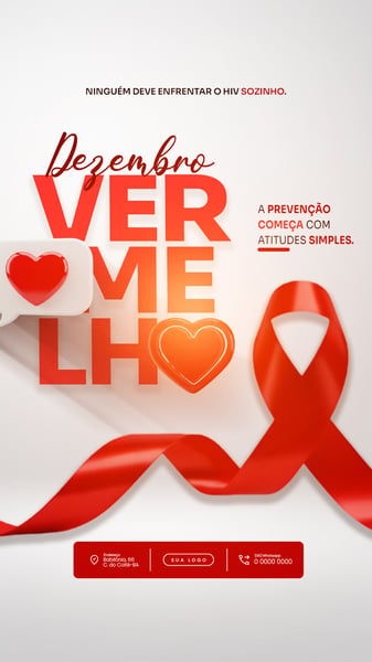 FLYER PARA DEZEMBRO VERMELHO MÊS DA LUTA CONTRA AIDS PSD EDITÁVEL 2