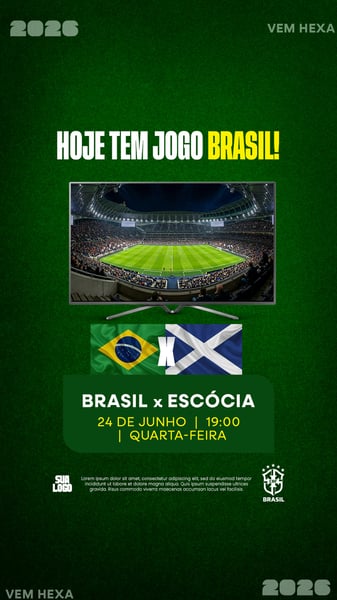 FLYER FUTEBOL BRASIL X ESCÓCIA PSD EDITÁVEL 2 st