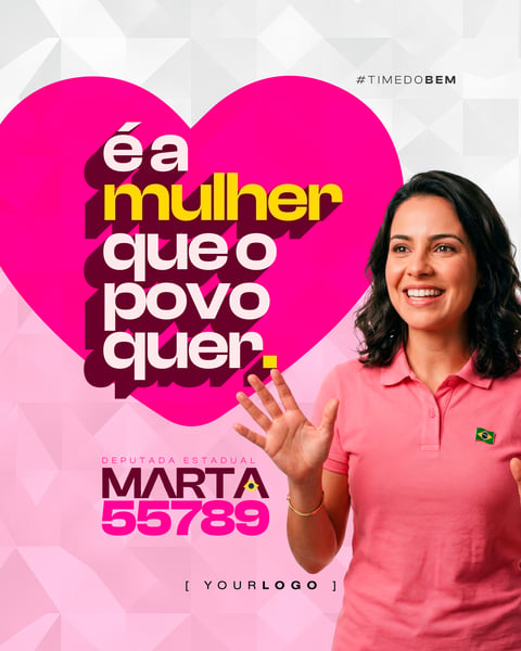 CAMPANHA POLÍTICA FEMININA POST DE REDES SOCIAIS PSD EDITÁVEL