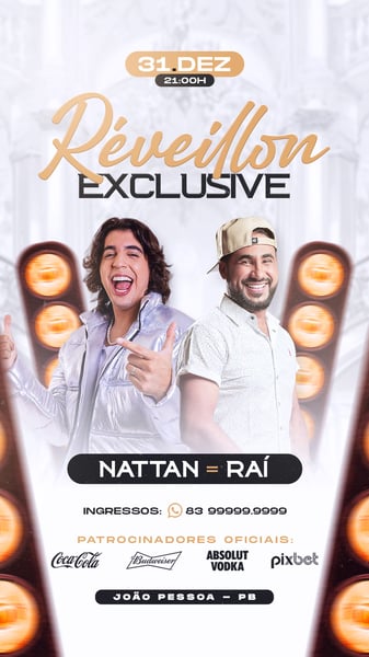 FLYER PARA EVENTO PSD EDITÁVEL STORIES RÉVEILLON EXCLUSIVE