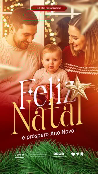 FELIZ NATAL E PRÓSPERO ANO NOVO 25 DE DEZEMBRO STORY SOCIAL MEDIA PSD EDITÁVEL 4