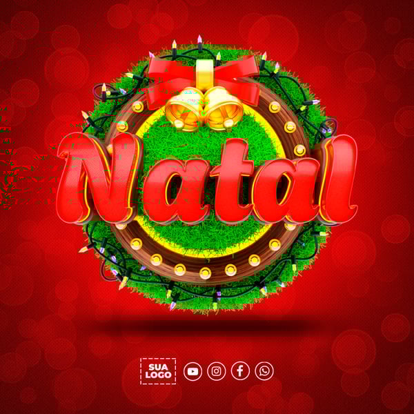 SELO 3D FELIZ NATAL REDES SOCIAIS