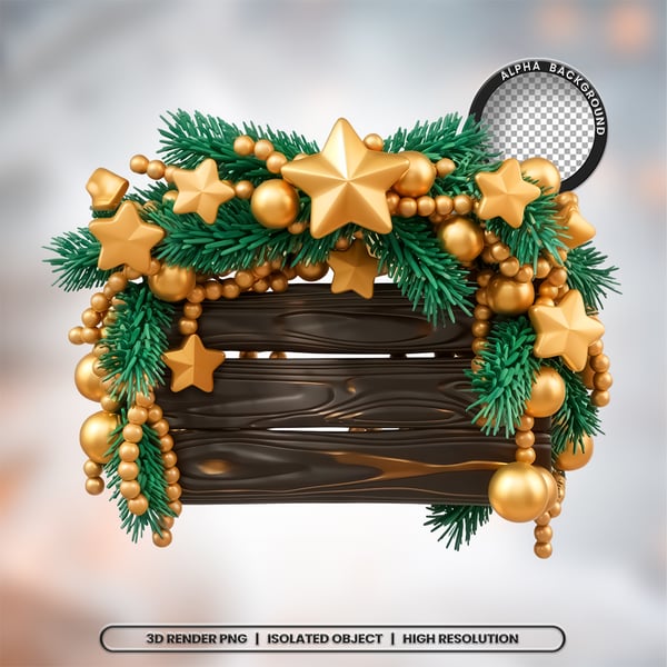 3D RENDER PLACA DE NATAL ELEMENTO ÍCONE PSD PNG