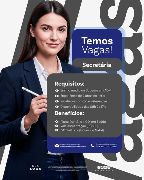 Recrutamento Emprego Temos Vagas Abertas Contratação Social Media PSD Editável 22