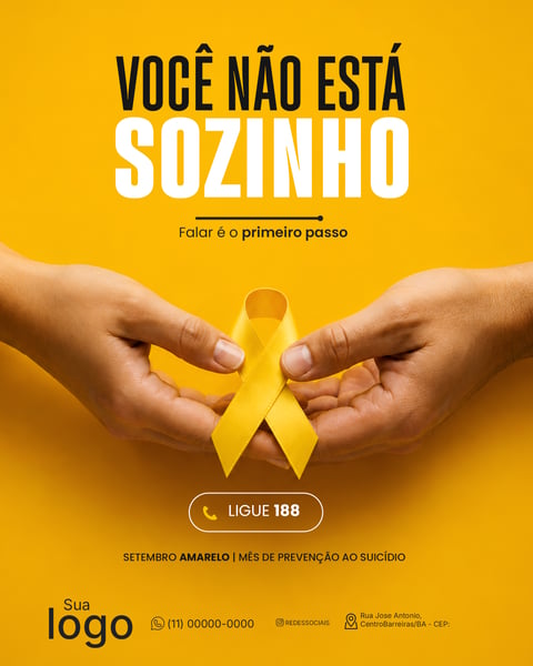 SETEMBRO AMARELO MÊS DE PREVENÇÃO AO SUICÍDIO SOCIAL MEDIA PSD EDITÁVEL 4