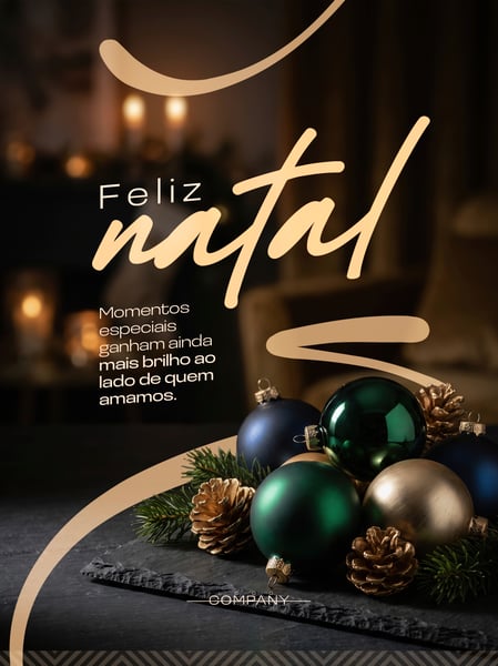 CARTÃO DE FELIZ NATAL ELEGANTE SOCIAL MEDIA FLYER PSD EDITÁVEL