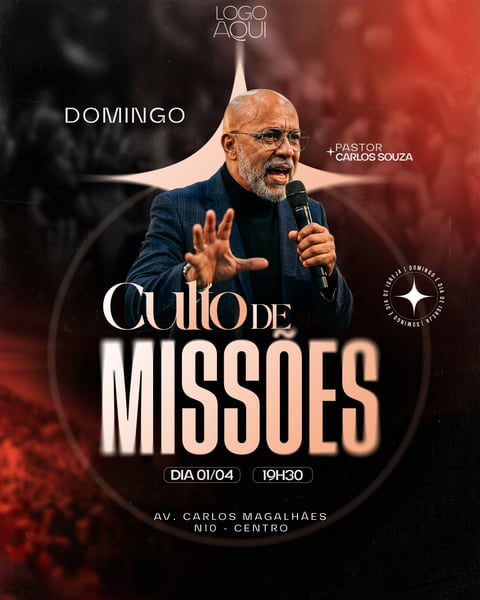 CULTO DE MISSÕES SOCIAL MEDIA PSD EDITÁVEL