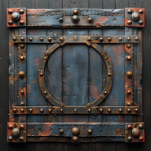 PLACA DE MADEIRA COM METAL | ESCUDO | PARA COMPOSIÇÃO | BACKGROUND