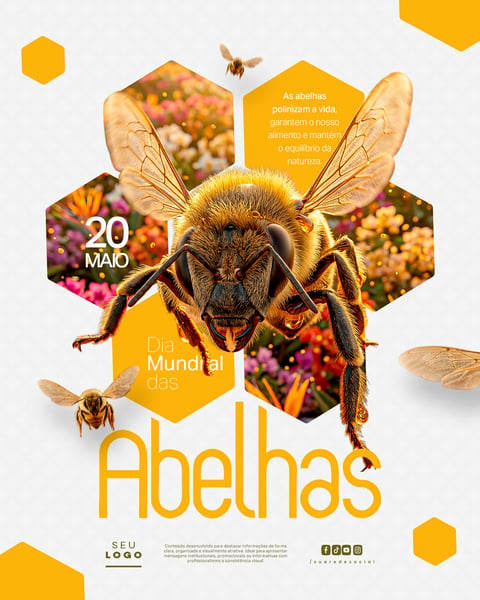 DIA MUNDIAL DAS ABELHAS 20 DE MAIO SOCIAL MEDIA PSD EDITÁVEL 5
