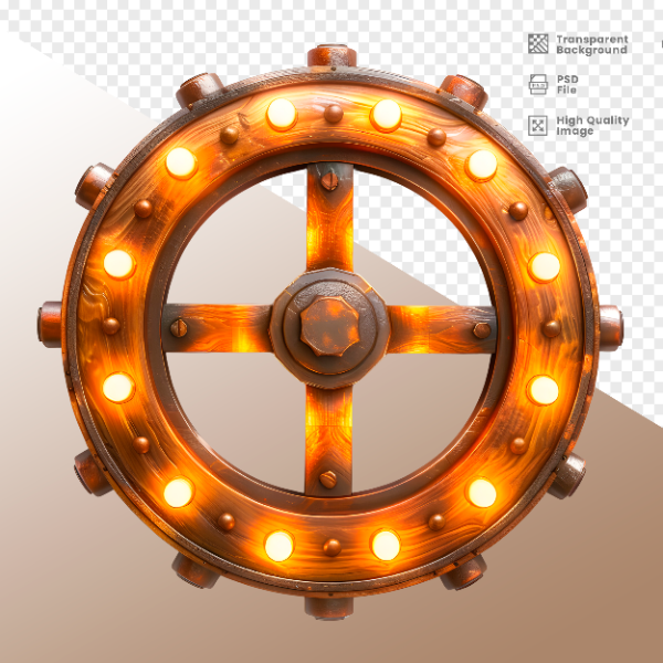 RODA DE MADEIRA COM LUZ - ELEMENTO 3D PARA COMPOSIÇÃO - WOOD
