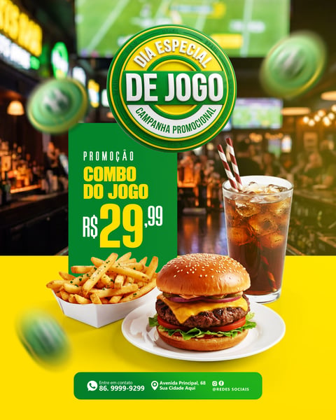 Social Media Promoção Combo do Jogo PSD Editável