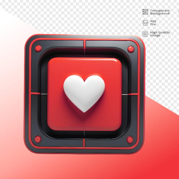 CORAÇÃO QUADRADO  -  ELEMENTO 3D CORAÇÃO  PARA COMPOSIÇÃO