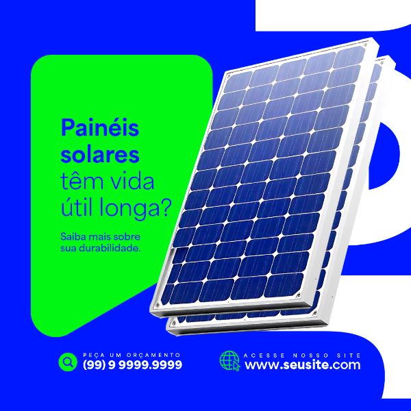 ENERGIA SOLAR TEMPO DE VIDA ÚTIL SOCIAL MEDIA PSD EDITÁVEL