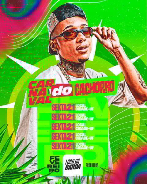 FLYER AGENDA DE SHOWS CARNAVAL CACHORRO FEED PSD EDITÁVEL