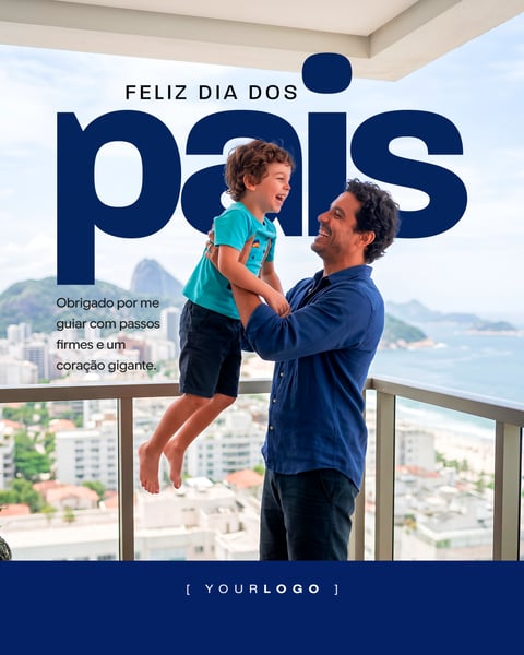 SOCIAL MEDIA FELIZ DIA DOS PAIS COM PAI E FILHO NA SACADA PSD EDITÁVEL