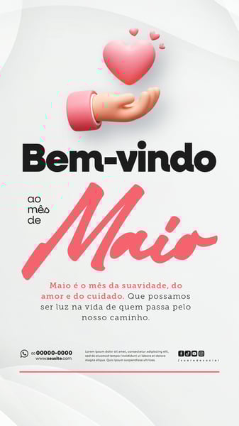 BEM VINDO MAIO SAUDAÇÃO MÊS SOCIAL MEDIA POST EDITÁVEL STORY