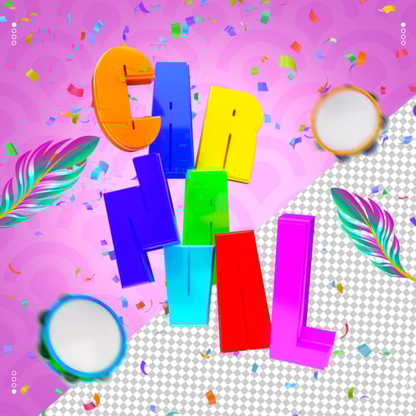 Selo 3D Carnaval Colorido para Composição