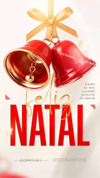 FELIZ NATAL SINOS VERMELHOS E DOURADOS SOCIAL MEDIA FLYER PSD EDITÁVEL STORY