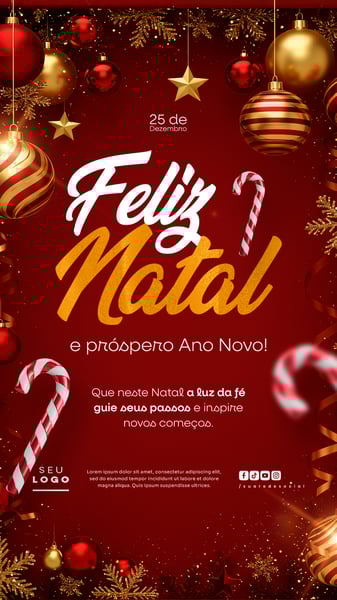 FELIZ NATAL E PRÓSPERO ANO NOVO STORY SOCIAL MEDIA PSD EDITÁVEL 3