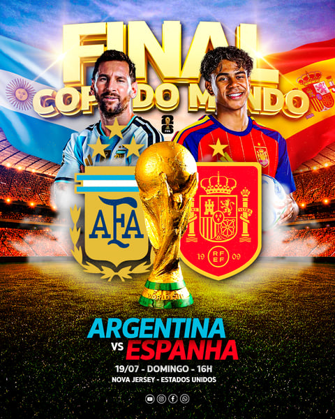 FLYER ESPORTIVO FUTEBOL ARGENTINA vs ESPANHA FINAL COPA DO MUNDO
