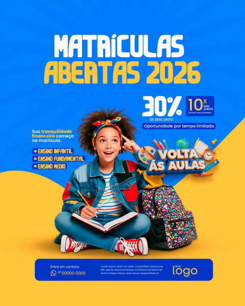 VOLTA ÀS AULAS SOCIAL MEDIA ENSINO MÉDIO PSD EDITÁVEL FEED 3