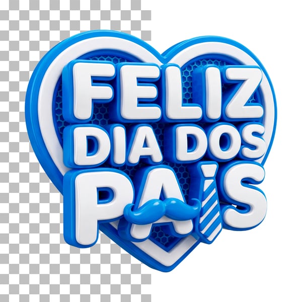SELO 3D FELIZ DIA DOS PAIS ÂNGULO LATERAL ESQUERDO PSD EDITÁVEL