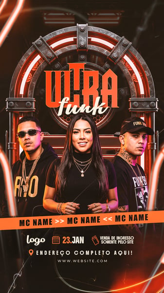FLYER PARA BAILE FUNK FESTA RAVE PARA STORIES PSD TEMPLATE