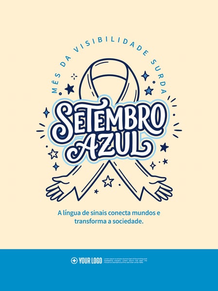 SETEMBRO AZUL SURDOS LÍNGUA DE SINAIS CONECTA SOCIAL MEDIA PSD EDITÁVEL
