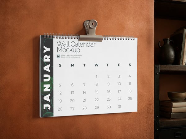 CALENDÁRIO DE PAREDE MOCKUP PSD EDITÁVEL
