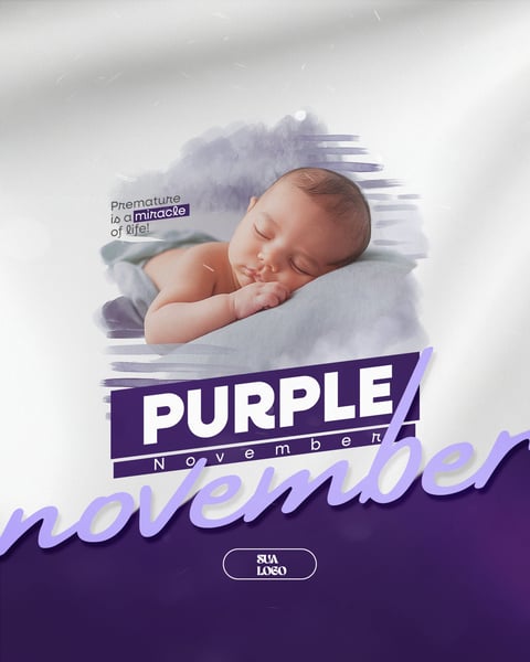 PURPLE NOVEMBER PREMATURITY AWARENESS MONTH SOCIAL MEDIA EDITABLE PSD