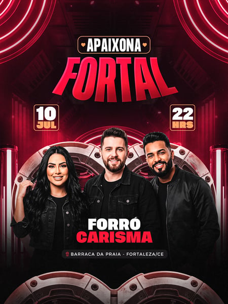 25 FLYER EVENTO APAIXONA FORTAL FEED PSD EDITÁVEL