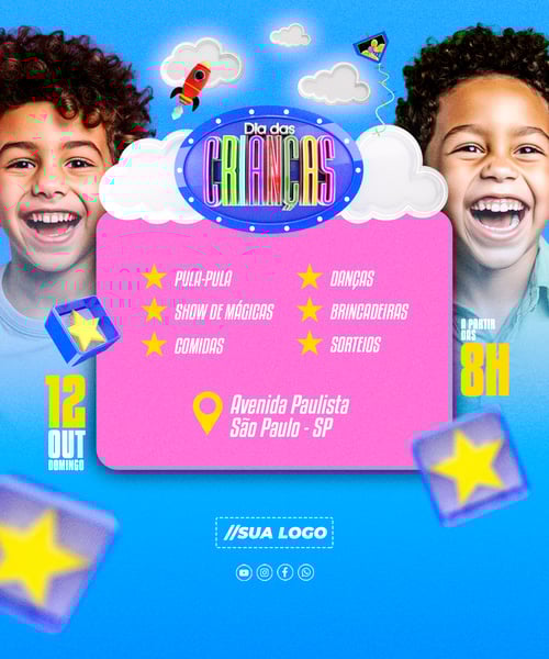 Feliz Dia das Crianças 12 de Outubro Data Comemorativa Redes Sociais